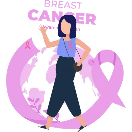 Girl talking about world breast cancer awareness day  Illustration