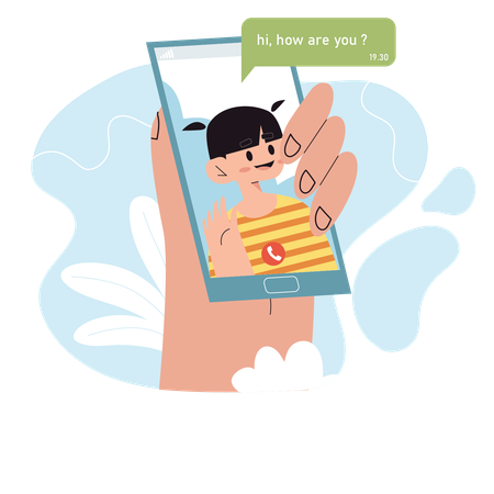 Girl talking by face time  Illustration