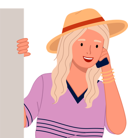 Girl talking on call  Illustration