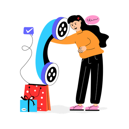 Girl talking on Customer Call  Illustration