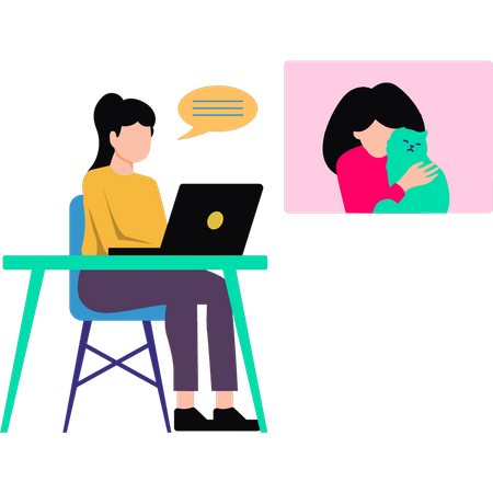 Girl talking on laptop  Illustration