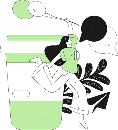 Girl talking on mobile  Illustration