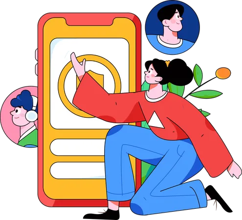 Girl talking on mobile  Illustration