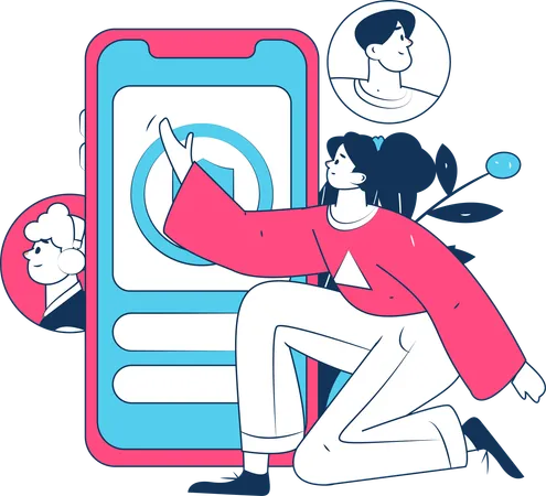 Girl talking on mobile  Illustration