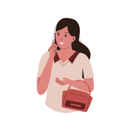 Girl Talking On Phone  Illustration