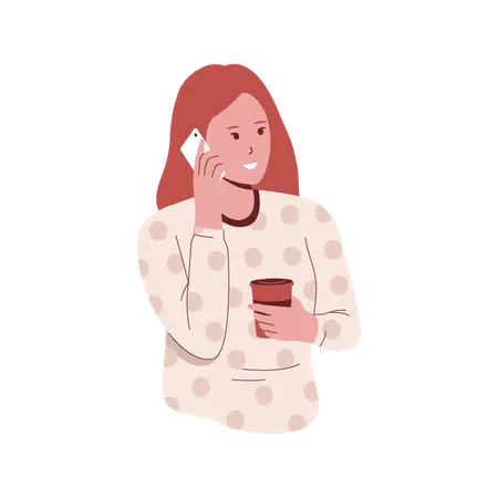 Girl Talking On Phone  Illustration