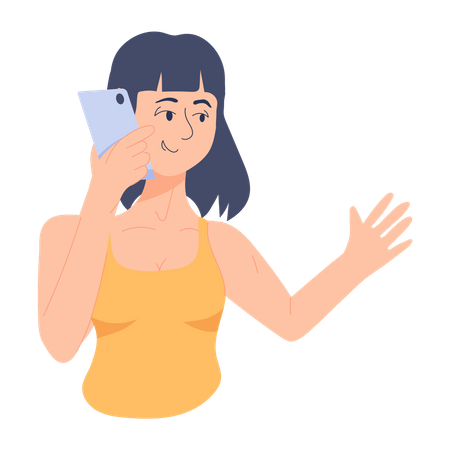 Girl talking on smartphone  Illustration