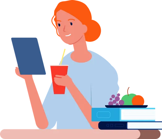 Girl talking on video call  Illustration