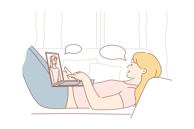 Girl talking on video call  Illustration