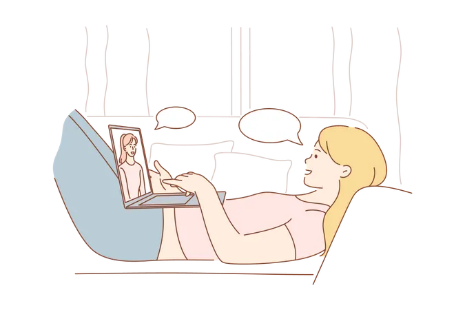 Girl talking on video call  Illustration