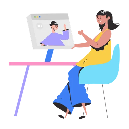 Girl talking on Video Chat  Illustration