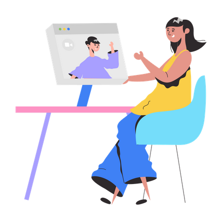 Girl talking on Video Chat  Illustration