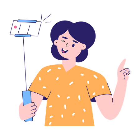 Girl Talking Selfie  Illustration