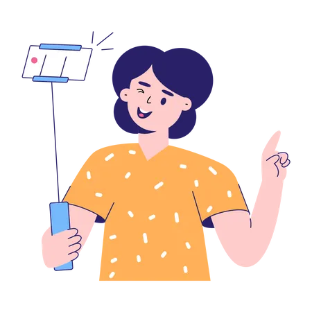 Girl Talking Selfie  Illustration