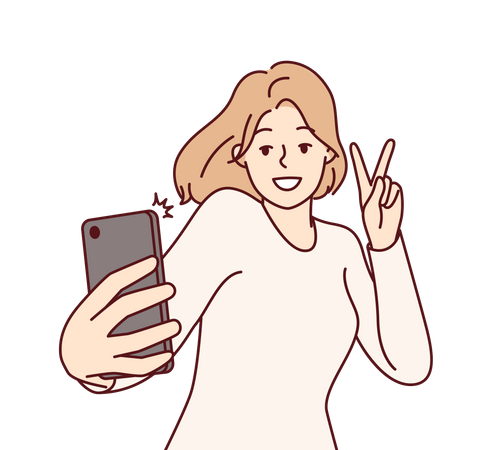 Girl talking selfie in mobile  Illustration