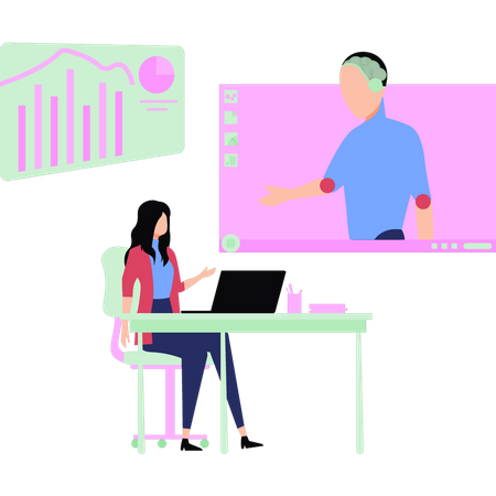 Girl talking to boy online  Illustration