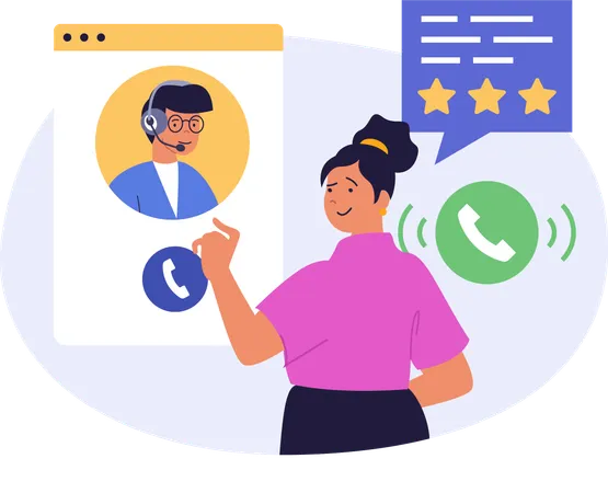 Girl talking to customer care  Illustration