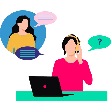 The Girl Is Talking To Customer Service Illustration