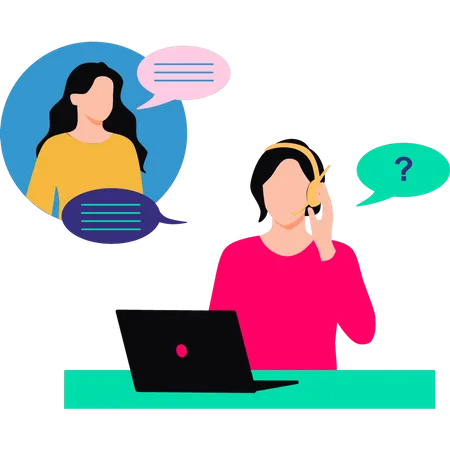 Girl talking to customer service  Illustration