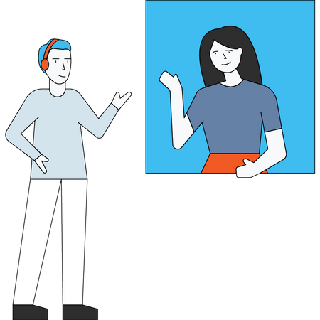 Girl talking to support center  Illustration