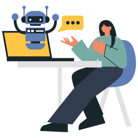 Girl talking with AI chatbot  Illustration