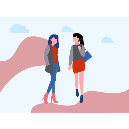 Girl talking with each other Illustration