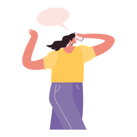 Girl talks on phone  Illustration