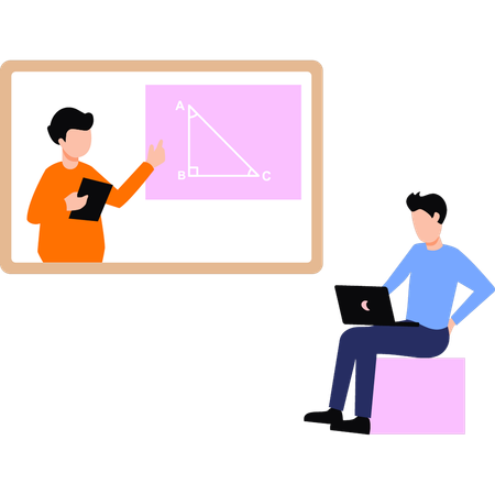 Girl teaching geometry online  Illustration