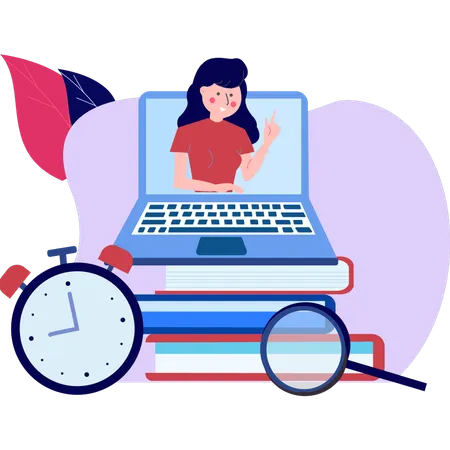 Girl teaching online  Illustration
