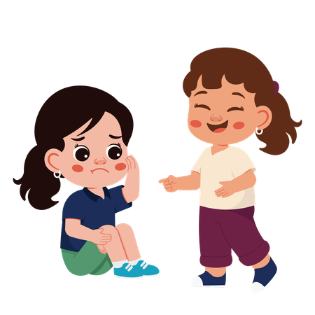 Girl Teasing Friends  Illustration