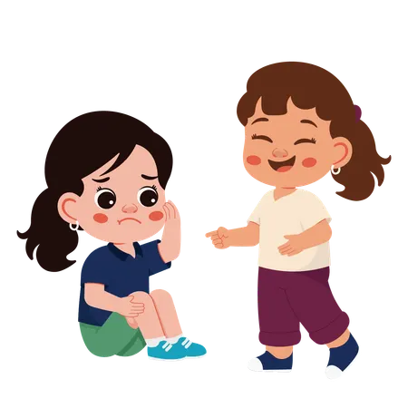 Girl Teasing Friends  Illustration