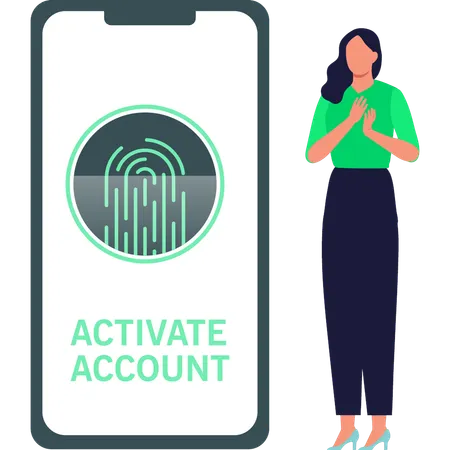 Girl telling about activating the account  Illustration