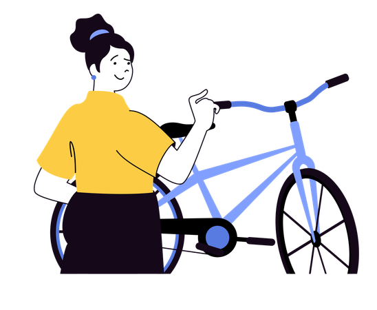 Girl telling about benefits of cycling  Illustration