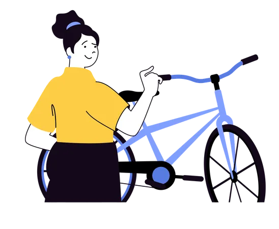 Girl telling about benefits of cycling  Illustration