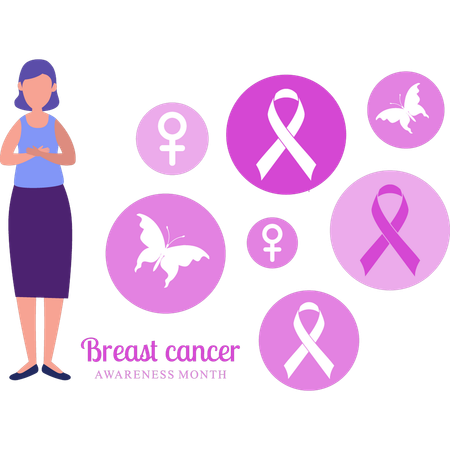 Girl telling about breast cancer  Illustration