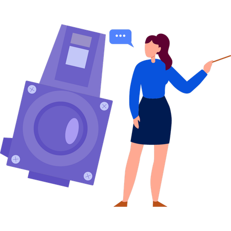 Girl telling about  digital camera  Illustration