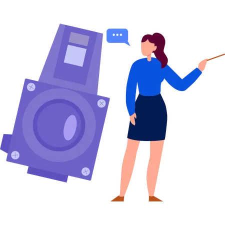 Girl telling about  digital camera  Illustration