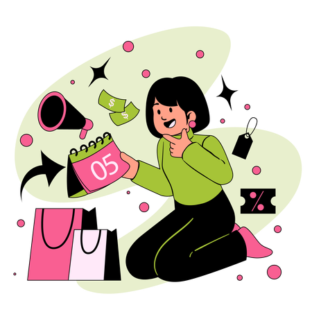 Girl telling about limited time offer  Illustration