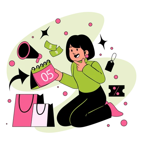 Girl telling about limited time offer  Illustration