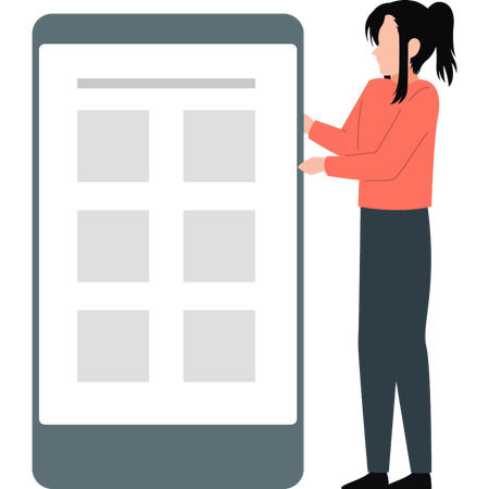 Girl telling about mobile box  Illustration