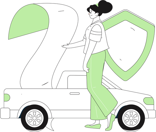 Girl telling about online auto coverage  Illustration