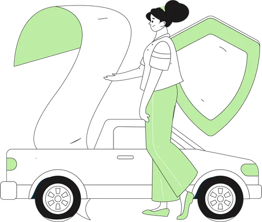 Girl telling about online auto coverage  Illustration