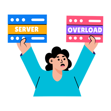 Girl telling about server overload  Illustration