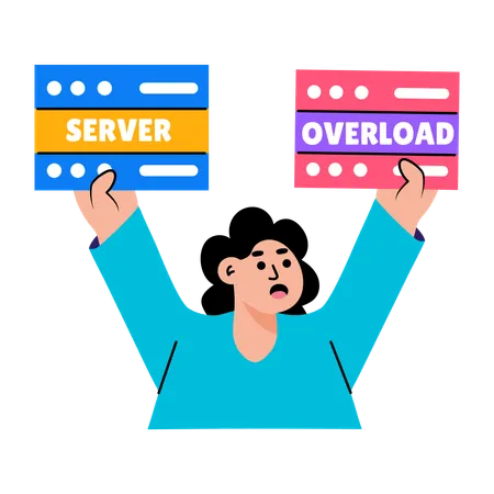 Girl telling about server overload  Illustration