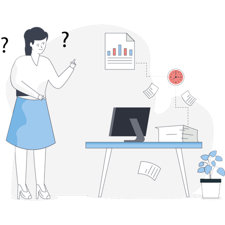 Girl  telling about stressed worker  Illustration
