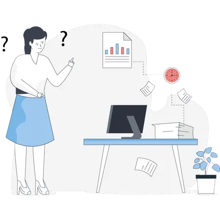 Girl  telling about stressed worker  Illustration