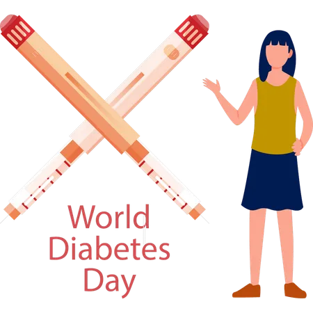 Girl telling about world diabetes day  Illustration