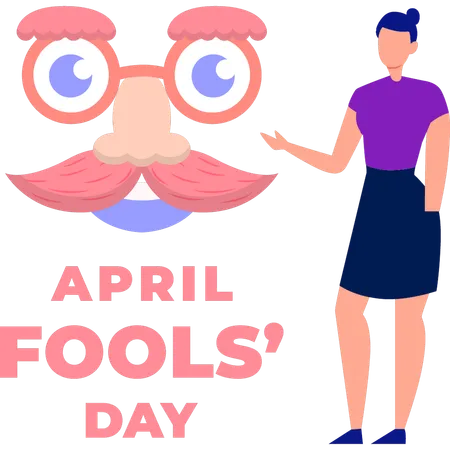 Girl telling funny story on April fool's day  Illustration