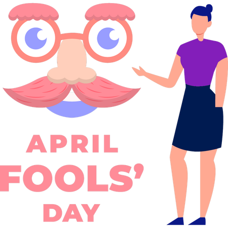 Girl telling funny story on April fool's day  Illustration