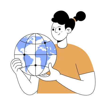 Girl telling future of earth  Illustration